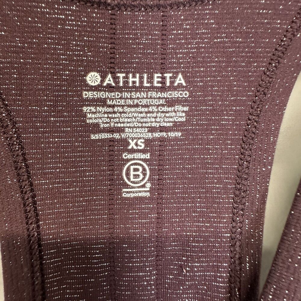 Athleta Women's Maroon Speedlight Ruched Sleeveless Racerback Tank Top Size XS - Picture 3 of 6